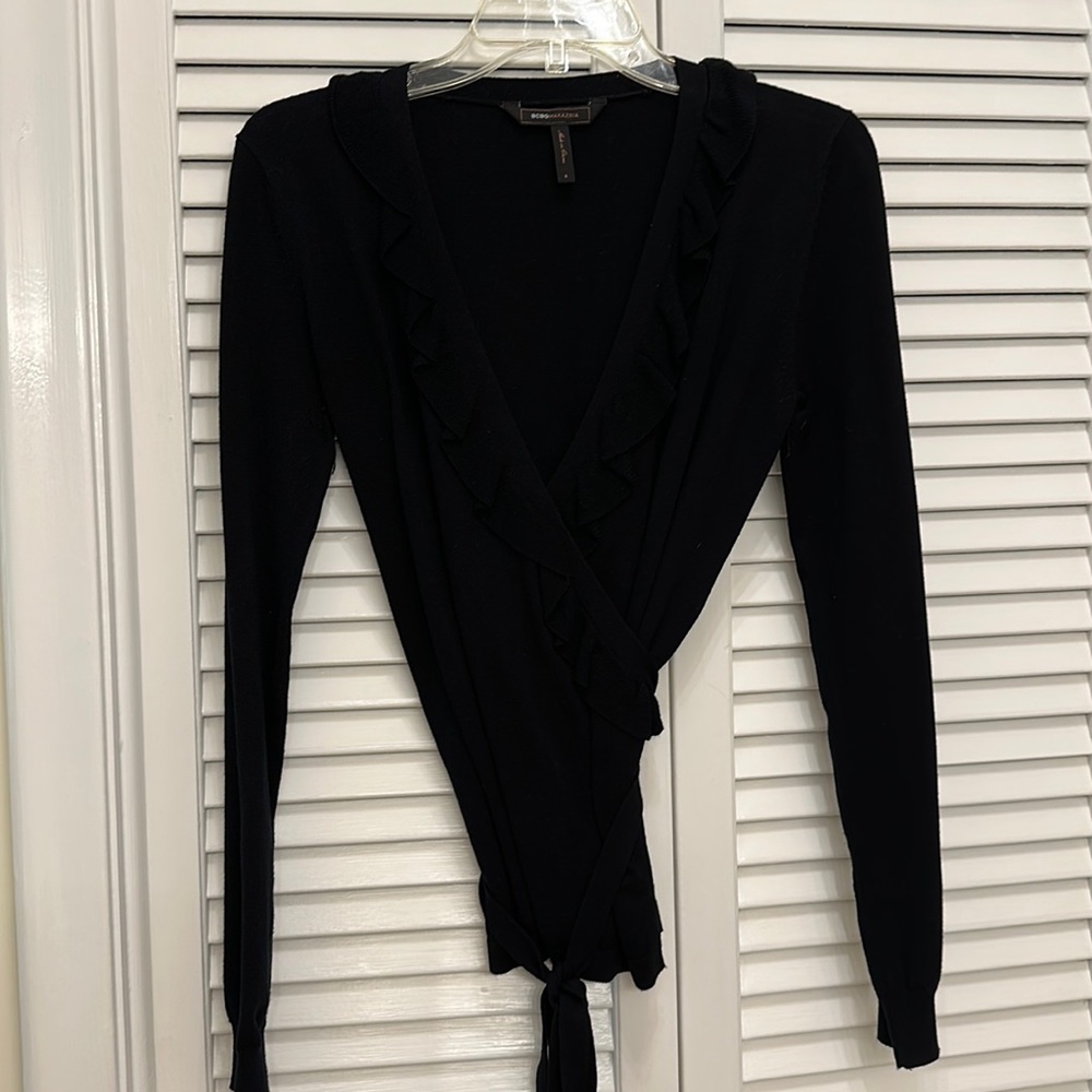 BCBG Maxazria Wrap Sweater in Black